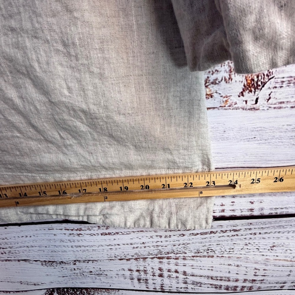 100% Linen Tunic Lands' End M Oatmeal Beige Top Boxy Pockets Lagenlook Boho Mori - Picture 10 of 11